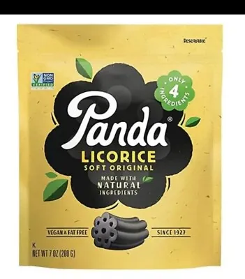 4 Count. Panda Licorice Soft Black Licorice 7 Oz Pkg. BBD: 9/2024 • £24.12