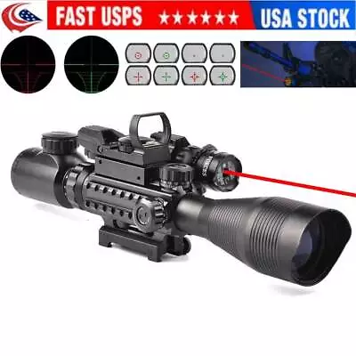 Tactical 4-12x50EG Rifle Scope With Red/Green Dot Sight Scope&Red Laser For Hunt • $69.99