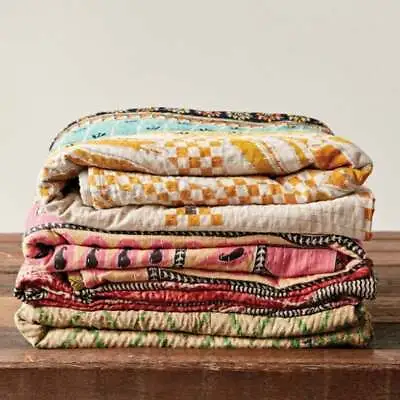 Wholesale Lot Of Indian Vintage Kantha Quilt Handmade Throw Reversible Blanket • $16