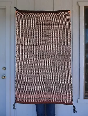 Vintage Navajo Indian Diamond Twill Weave Rug - Double Saddle Blanket • $275