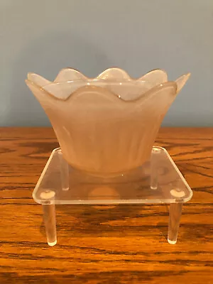 Antique Small Ribbed Frosted Glass Lamp Shade W/ Scalloped Edge  • $9.99