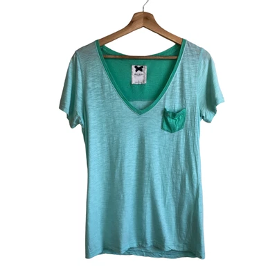 $10 • Buy Gilly Hicks Blue Green V-neck Patch Pocket Tee Size Small