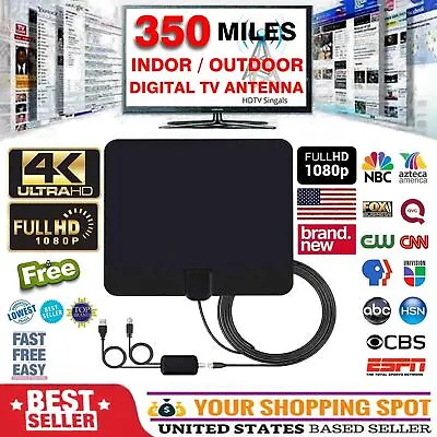 Reception Omni-directional Amplified Indoor/Outdoor HDTV Antenna Up 350Mile 4K • £10.87