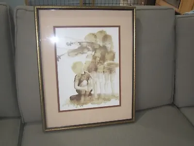Two Kids And A Violin By Margaret Kane Print In Gold Frame Vintage RARE MCM • $49.99