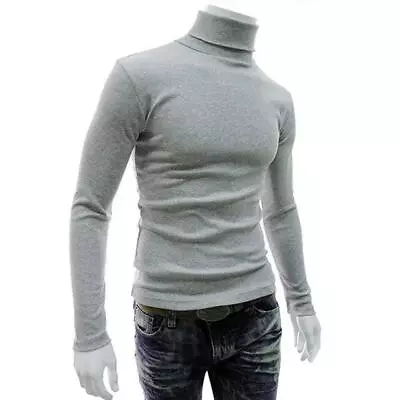 Mens Sweater Jumper Turtleneck Pullover Cotton Knitted Solid Tops Size S-XXL • $21.97