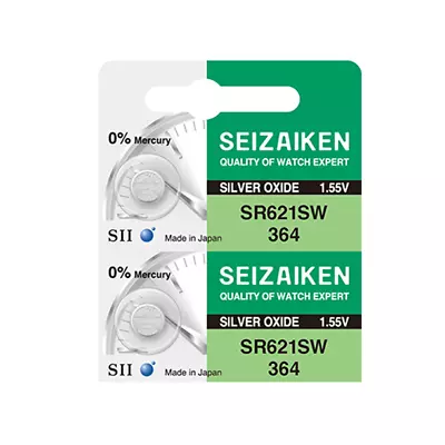 2 X SEIKO SEIZAIKEN SR621SW 364 SILVER OXIDE 1.55V WATCH BATTERY BATTERIES • $4.75