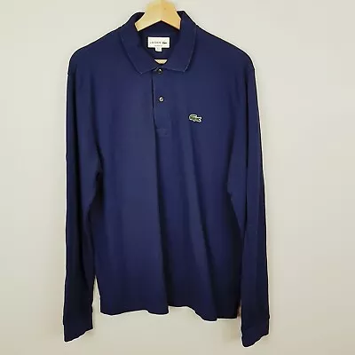 LACOSTE Mens Size L Navy Long Sleeve Classic Fit Polo Top • $95