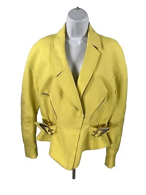 Thierry Mugler Women's Yellow Textured Belt Paris Blazer Jacket - 44/ US 8 • $358.38