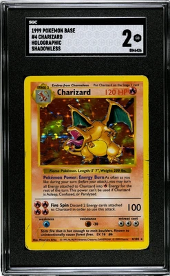 $150 • Buy SGC 2 1999 Pokemon TCG Base Set Shadowless Charizard #4/102 GOOD NO RESERVE