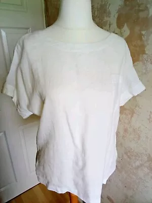 Marks And Spencer White 100% Linen Top Size 12 ( Never Worn ) • £8