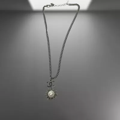 Chanel Colored Stones Necklace Silver Chain Pendant Coco Mark Authentic • $369.60