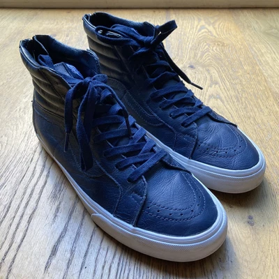 $45 • Buy Vans Unisex Sk8-Hi Navy Leather High Top Lace Up Sneakers Size US 12 Mens