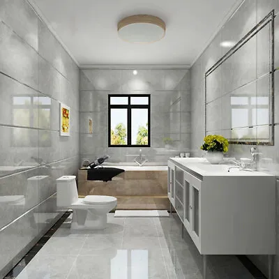 1.8 SQM Gloss Light Grey Marble Bathroom Wall Panels Kitchen Wet Room PVC Panel • £13.95