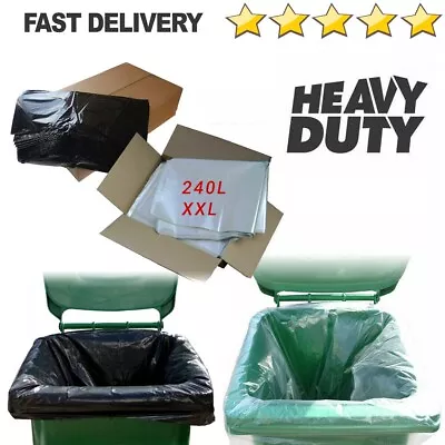 £6.49 • Buy Wheelie Bin Liners Clear & Black Strong Heavy Duty Rubbish Sack Refuse Bin Bag