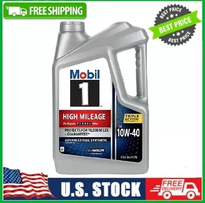 Mobil 1 High Mileage Full Synthetic Motor Oil 10W-40 5 Quart • $26.53