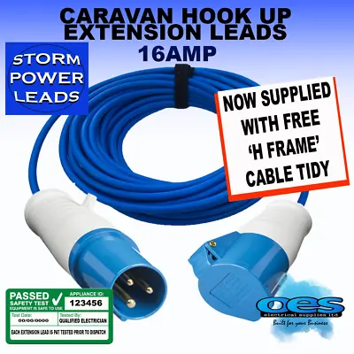 Storm Blue Electric Caravan Hook Up Extension Lead 5m - 25m 240v Cable 16 Amp  • £17.20