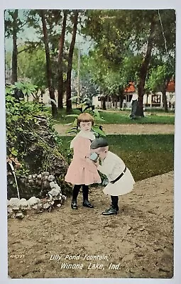 £9.78 • Buy Winona Lake IN Lily Pond Fountain 1910 To East Berlin PA Sunday Fam Postcard T17