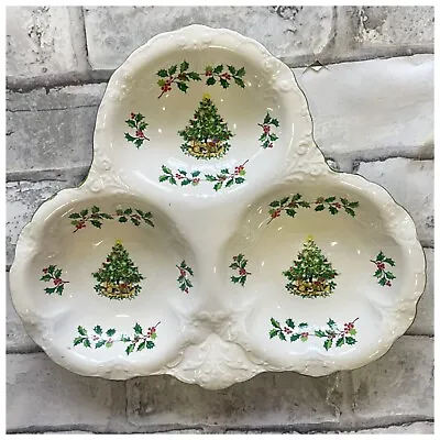 Christmas Trio Dish James Kent Staffordshire Pottery Nibbles Sweets Condiments • £13.95