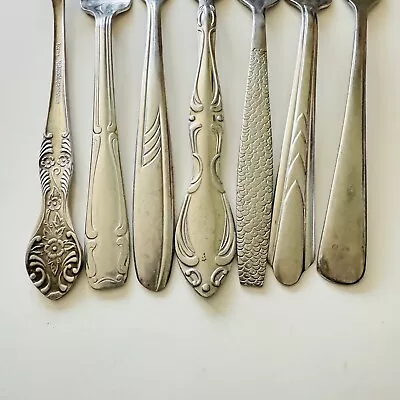 Set Vtg Mismatched Mid Century Stainless Dinner Forks Flatware Mixed Lot Of 7 • $12.95