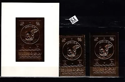 Gf Ras Al Khaima - Mnh - Gold Stamps - Perf + Imperf - Space - Apollo  • $2.35
