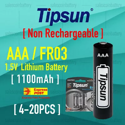 Tipsun AAA Size 1.5V FR03 1100mAh Lithium Battery No Rechargeable Longer Energy • $33.50