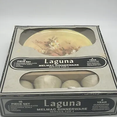 Laguna MELMAC  Dishes Dinnerware Vintage 16 Piece Set  Original Box Mid Century  • $31.49