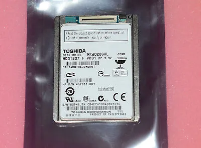 1.8  MK6028GAL 60GB ZIF CE Hard Disk Drive HDD1807 For HP Compaq Mini 700 • £16.62