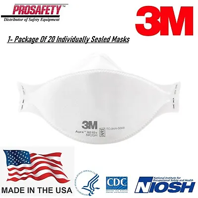 20- NEW! 3M 9210+ Aura N95 Sealed Particulate Respirator NIOSH Approved USA Made • $28.99