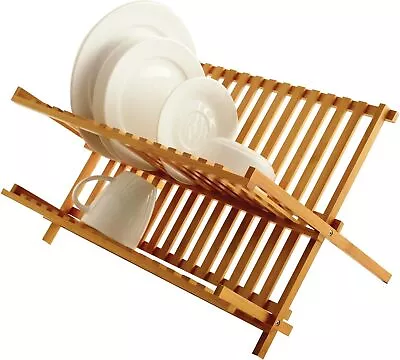 £15.49 • Buy Beechwood Folding Dish Drainer Foldable Wooden Rack Draining Board Plate Storage