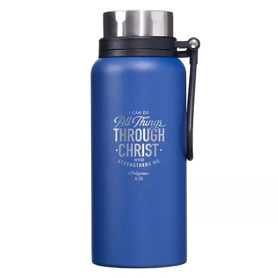 All Things Through Christ Philippians 4:13 Laser Engraved Blue Stainless Steel • $22.99