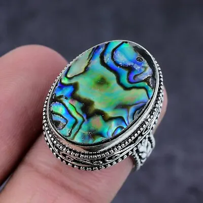 Abalone Shell Gemstone 925 Sterling Silver Gift Jewelry Ring Size 7 Z530 • $12.99