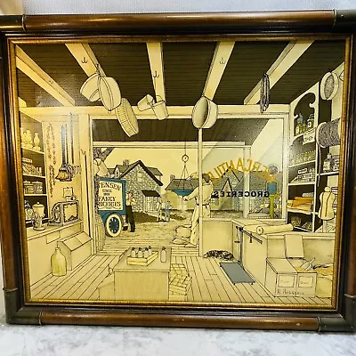 H Hargrove Signed Serigraph Oil Painting Mercantile Store Framed **READ 24x20 • $150