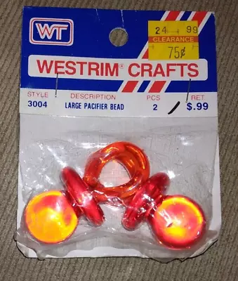 VINTAGE 80s WESTTIM CRAFTS CHARMS BEADS RED/ORANGE LGE PACIFIERS 2 MIP • $9.99