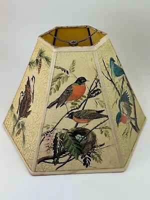 Vintage Hexagonal Paper Lamp Shade Birds 16  X 10  • $34.99