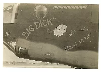 Org. Nose Art Photo: B-24 Bomber  BIG DICK HARD TO HIT !!! • $15