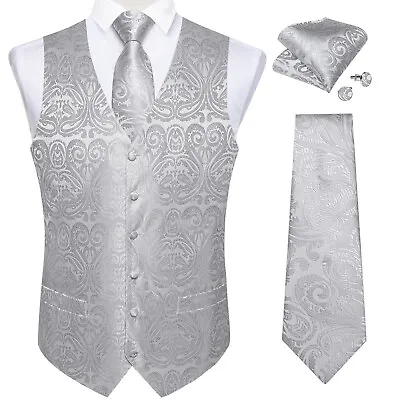 NEW Men's Paisley Design Dress Vest And Neck Tie Hankie Set For Suit Or Tuxedo • $23.32