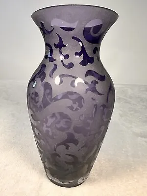 FTD Michael Weems 2005 Collection Vase Amethyst Frosted Elise Pattern Purple • $79