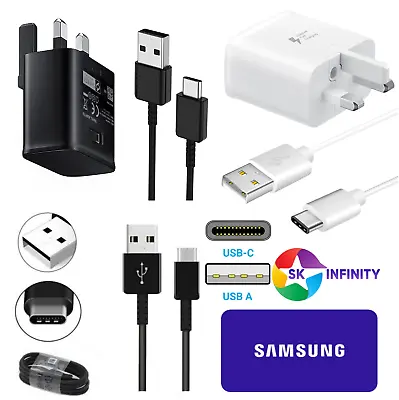 100% Genuine Samsung FAST Charger Plug OR Type C USB Cable Galaxy S8 S8+ S9+ S10 • £7.99