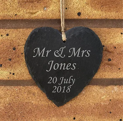 Personalised Mr & Mrs Hanging Heart Sign Plaque -  Wedding Or Anniversary Gift • £9.99