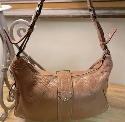 J Crew Large Brown Leather Shoulder Hobo Tote Satchel Handbag.  • $21.97