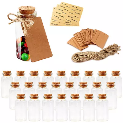 £20.39 • Buy 12Pcs Clear Glass Bottles W/ Cork Stoppers Mini Small Jars Vials Wedding Favor