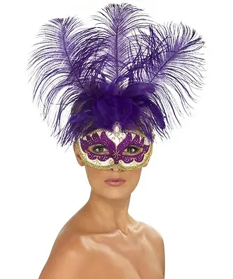 Sexy Smiffy's Halloween Can Can Beauty Masquerade Ball Party Mask W Feathers • $14.99