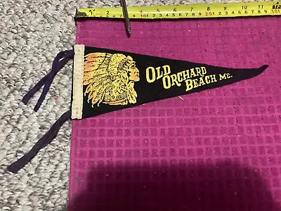 RARE VINTAGE Pennant Old Orchard Beach MAINE ME Indian NATIVE AMERICAN HEADDRESS • $20.69