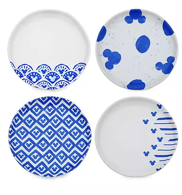 Disney Parks Homestead Blue Mickey Icons Tidbit Plate Set Of 4 New With Tag • $24.99