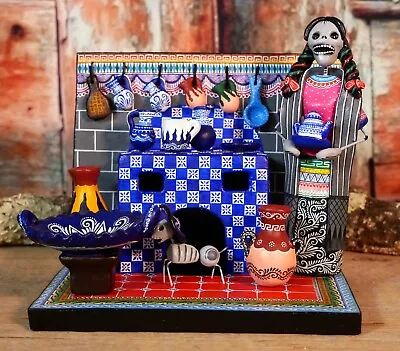 Day Of The Dead Traditional Kitchen Handmade & Painted Puebla Mexican Folk Art • $185