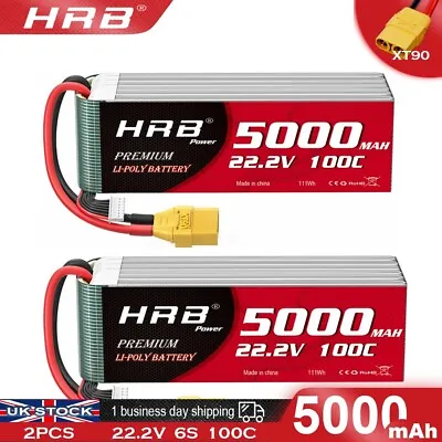 2pcs 6S 22.2V 5000mAh LiPo Battery XT90 For RC Helicopter Airplane Boat Truck • £143.99