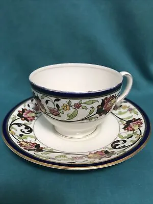 $17.50 • Buy VNTG England Aynsley Fine Bone China Tea Cup And Saucer Blue With Gold Trim