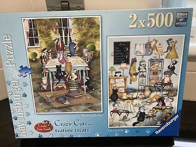 Crazy Cats Teatime Treats  2 X 500 Piece Jigsaw Puzzles Ravensburger • £9.50