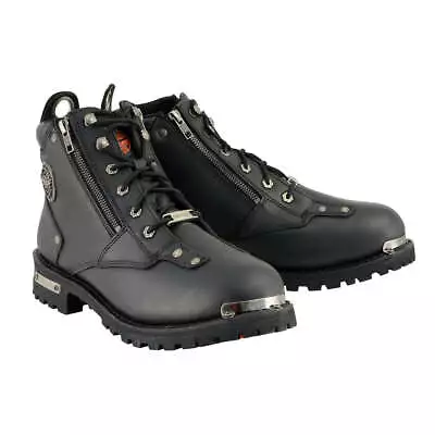 Milwaukee Leather MBM103 Men's Black Motorcycle Boots W/ Dual Side Zipper Entry • $132.99