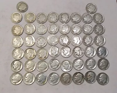 1953 US Dimes 90% Silver Roll Of 50 • $111.30